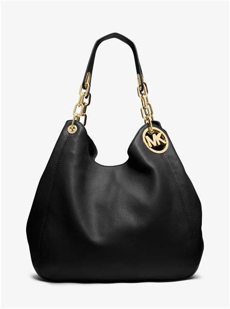 michael kors fulton black leather large shoulder tote|Michael Kors Fulton Large Shoulder Tote in Black .